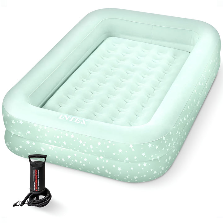 Intex Kids Travel Air Mattress Inflatable Bed with Raised Sides and Hand Pump