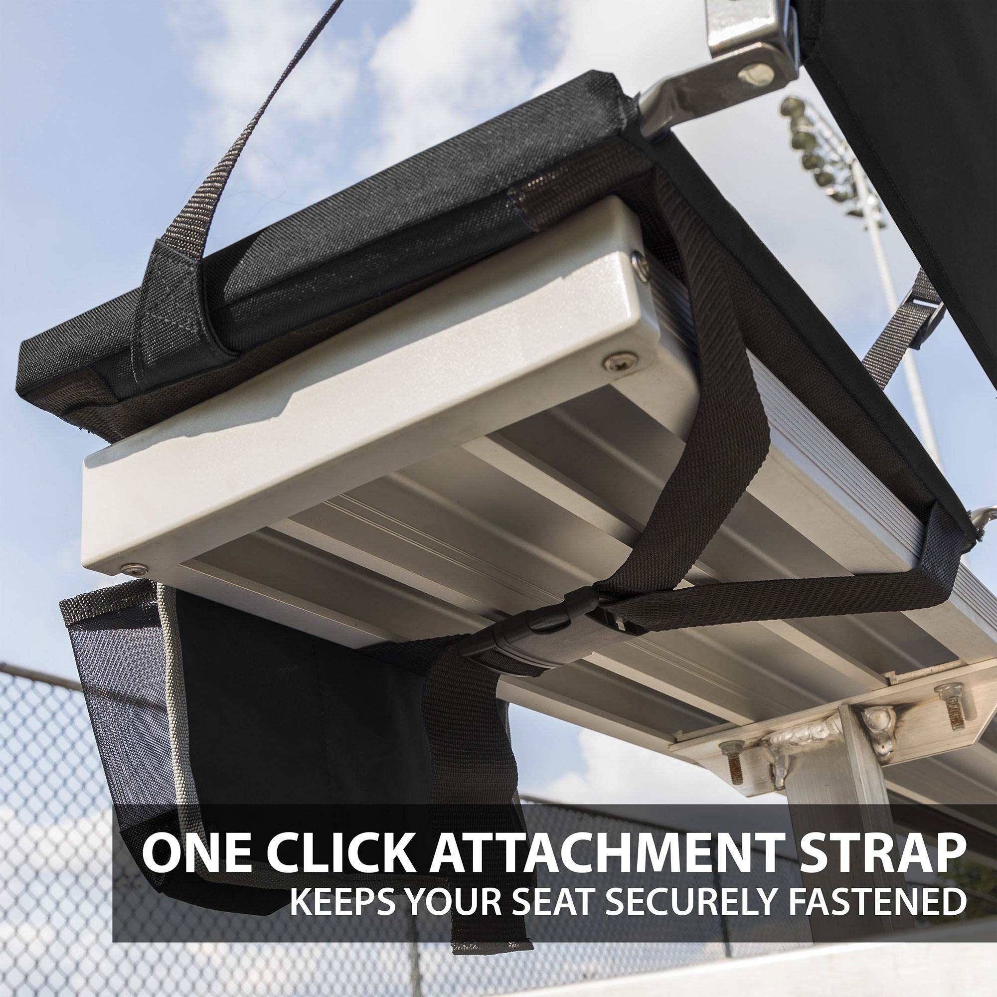 Eastpoint Sports Bleacher Backrest Stadium Seat w/ Cup Holder, Black (Used)