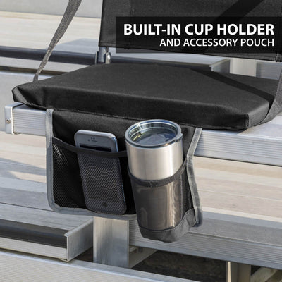 Eastpoint Sports Bleacher Backrest Stadium Seat w/ Cup Holder, Black (Used)