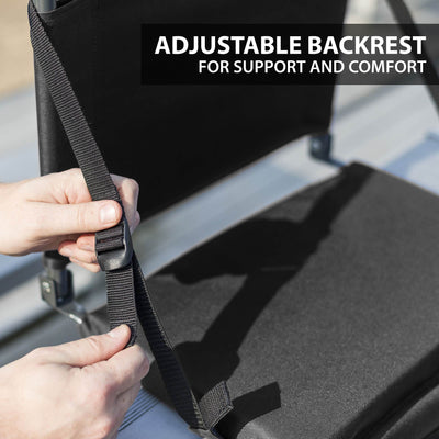 Eastpoint Sports Bleacher Backrest Stadium Seat w/ Cup Holder, Black (Used)