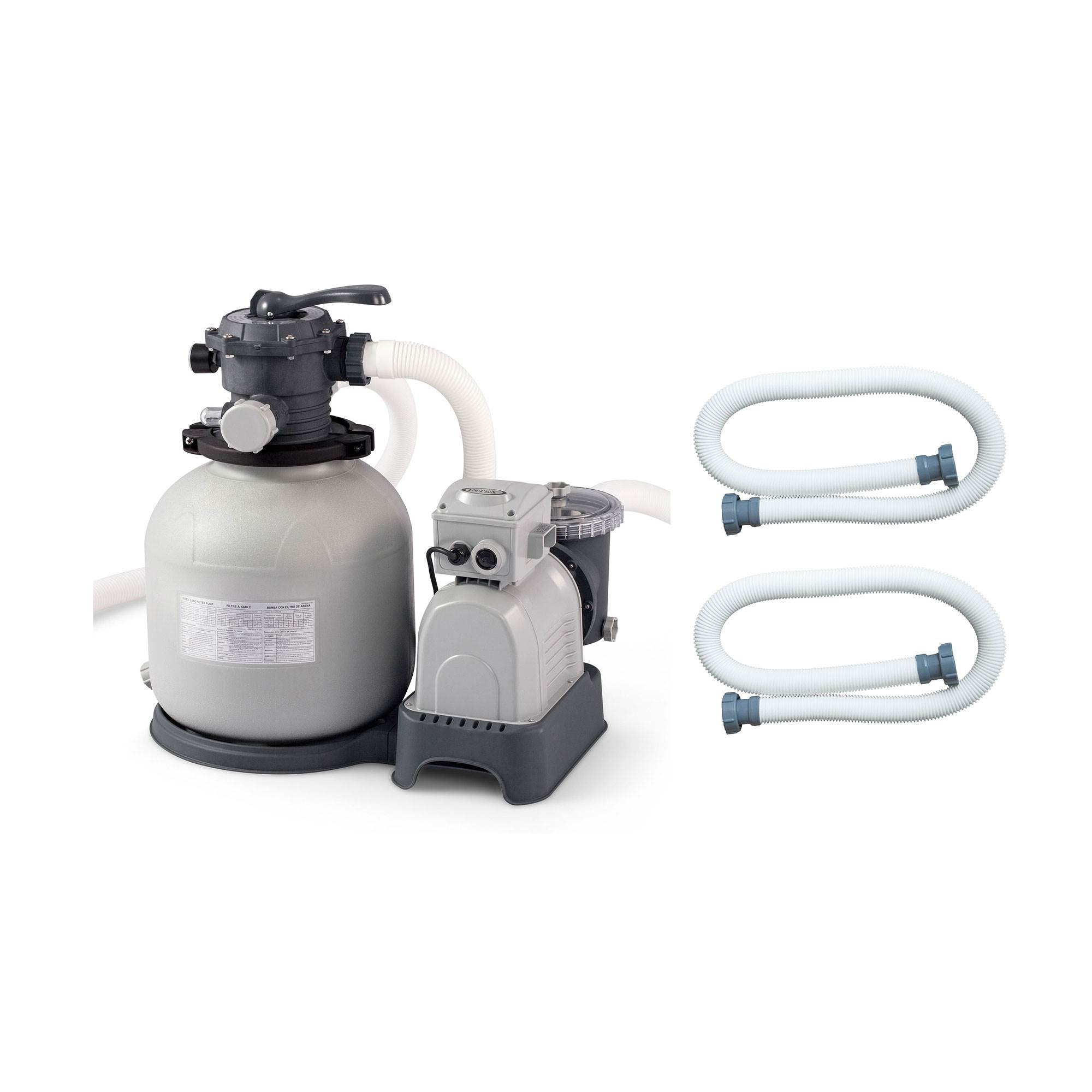 Intex Krystal Clear Swimming Pool Sand Filter Pump & Replacement Hose (2 Pack)