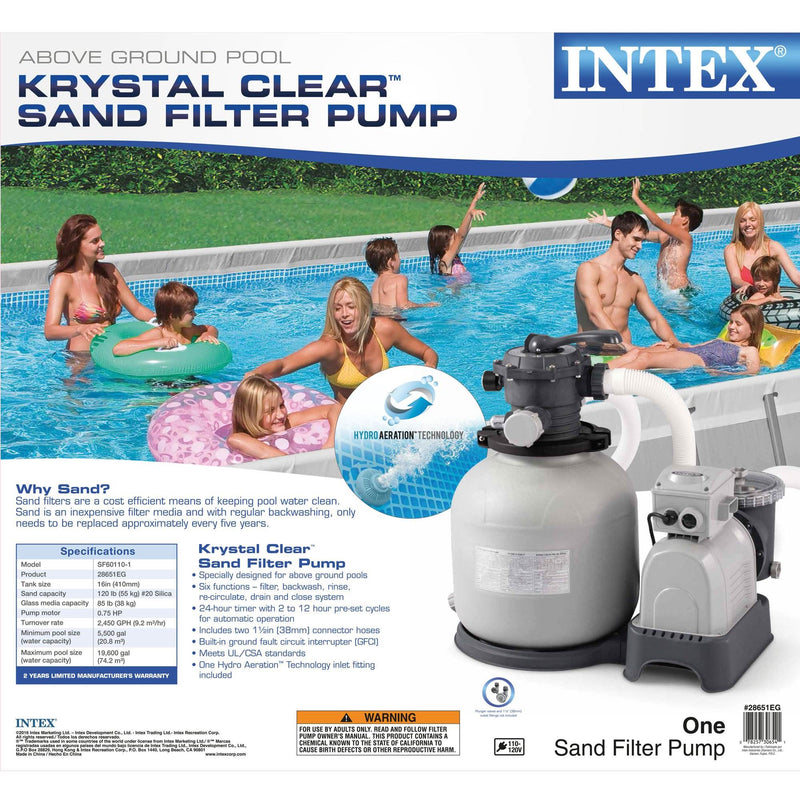 Intex Krystal Clear Swimming Pool Sand Filter Pump & Replacement Hose (2 Pack)