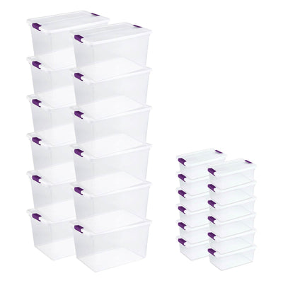 Sterilite 66 Quart Latch Lid Tote, 12 Pack, and 15 Quart Latch Lid Tote, 12 Pack - VMInnovations