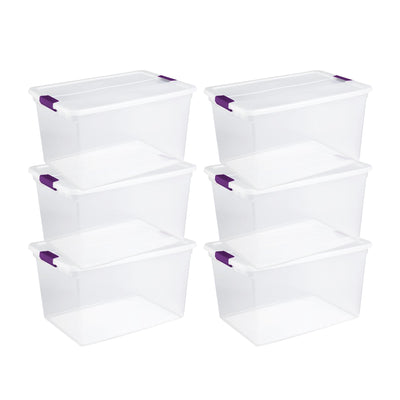 Sterilite 64 Qt Clear Storage Tote, 6 Pack, and 66 Qt Clear Storage Tote, 6 Pack