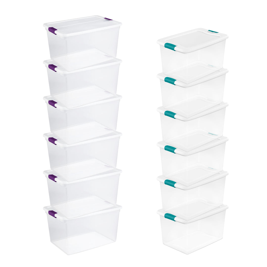 Sterilite 64 Qt Clear Storage Tote, 6 Pack, and 66 Qt Clear Storage Tote, 6 Pack