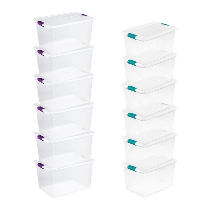 Sterilite 64 Qt Clear Storage Tote, 6 Pack, and 66 Qt Clear Storage Tote, 6 Pack
