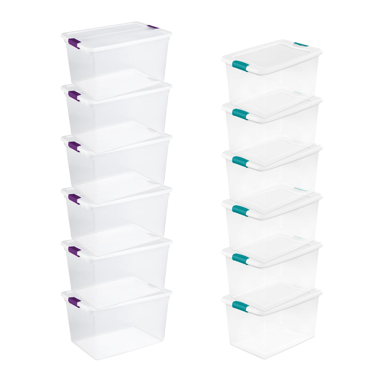 Sterilite 64 Qt Clear Storage Tote, 6 Pack, and 66 Qt Clear Storage Tote, 6 Pack