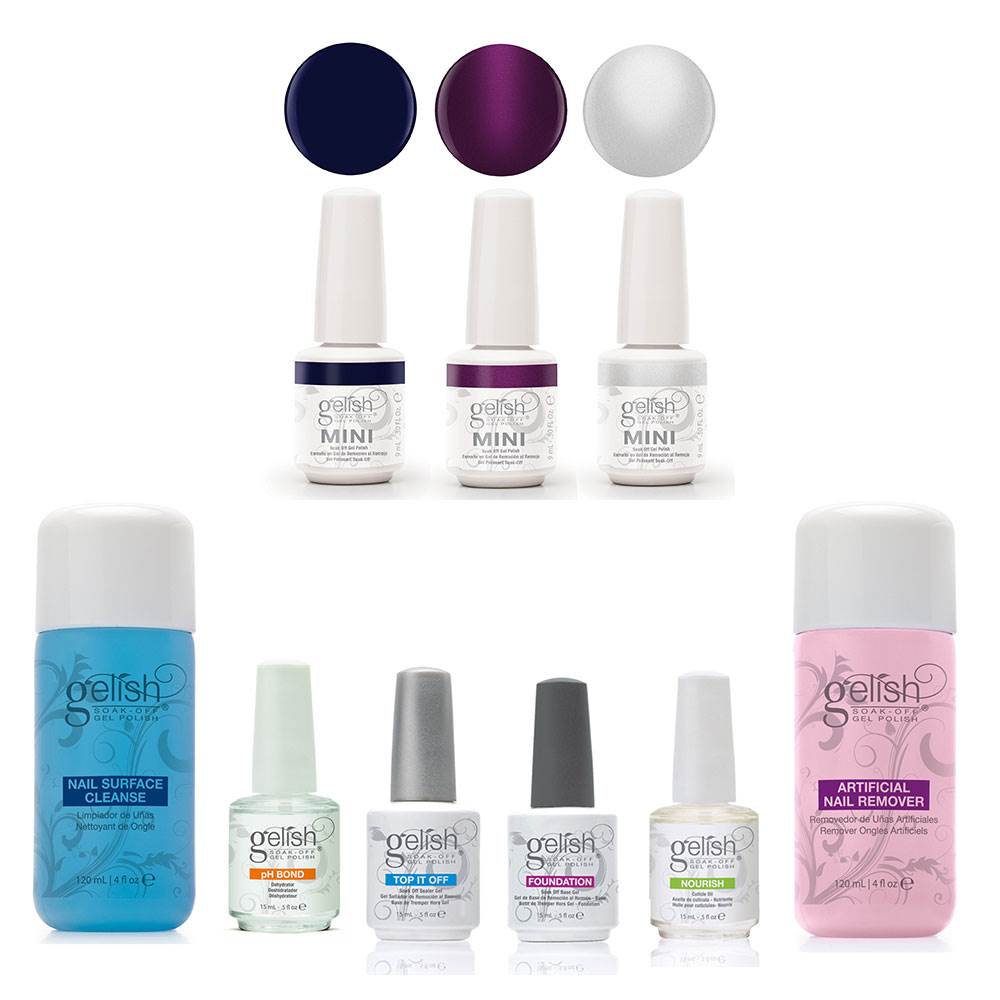 Gelish Gel Nail Polish Basix Care Kit & Little Miss Nutcracker 3 Color Set