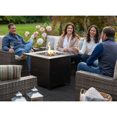 Endless Summer 30 inch Propane Gas Fire Pit Table with Lava Rock, Black (Used)