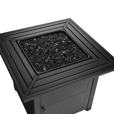 Endless Summer 30 inch Propane Gas Fire Pit Table with Lava Rock, Black (Used)