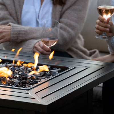 Endless Summer 30 inch Propane Gas Fire Pit Table with Lava Rock, Black (Used)