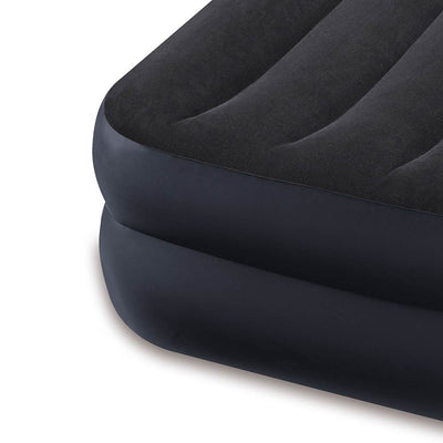 Intex Queen Air Mattress & Twin Dura-Beam Pillow Rest Airbed with Built-In Pump