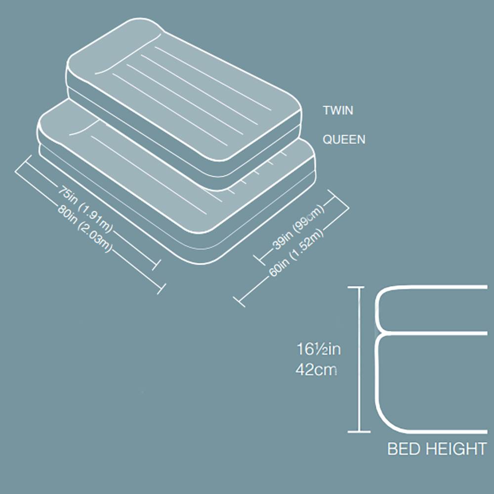 Intex Queen Air Mattress & Twin Dura-Beam Pillow Rest Airbed with Built-In Pump