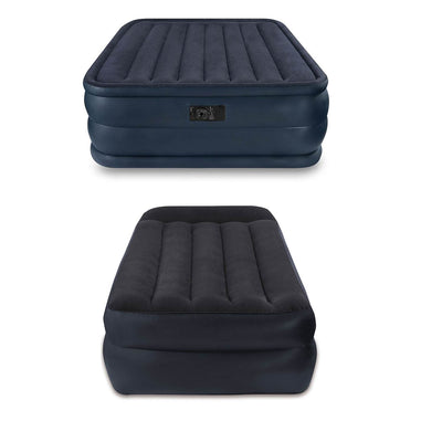 Intex Queen Air Mattress & Twin Dura-Beam Pillow Rest Airbed with Built-In Pump