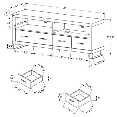 Monarch 60" Entertainment Center TV Stand, Dark Taupe & 2 Pc. Nesting End Tables