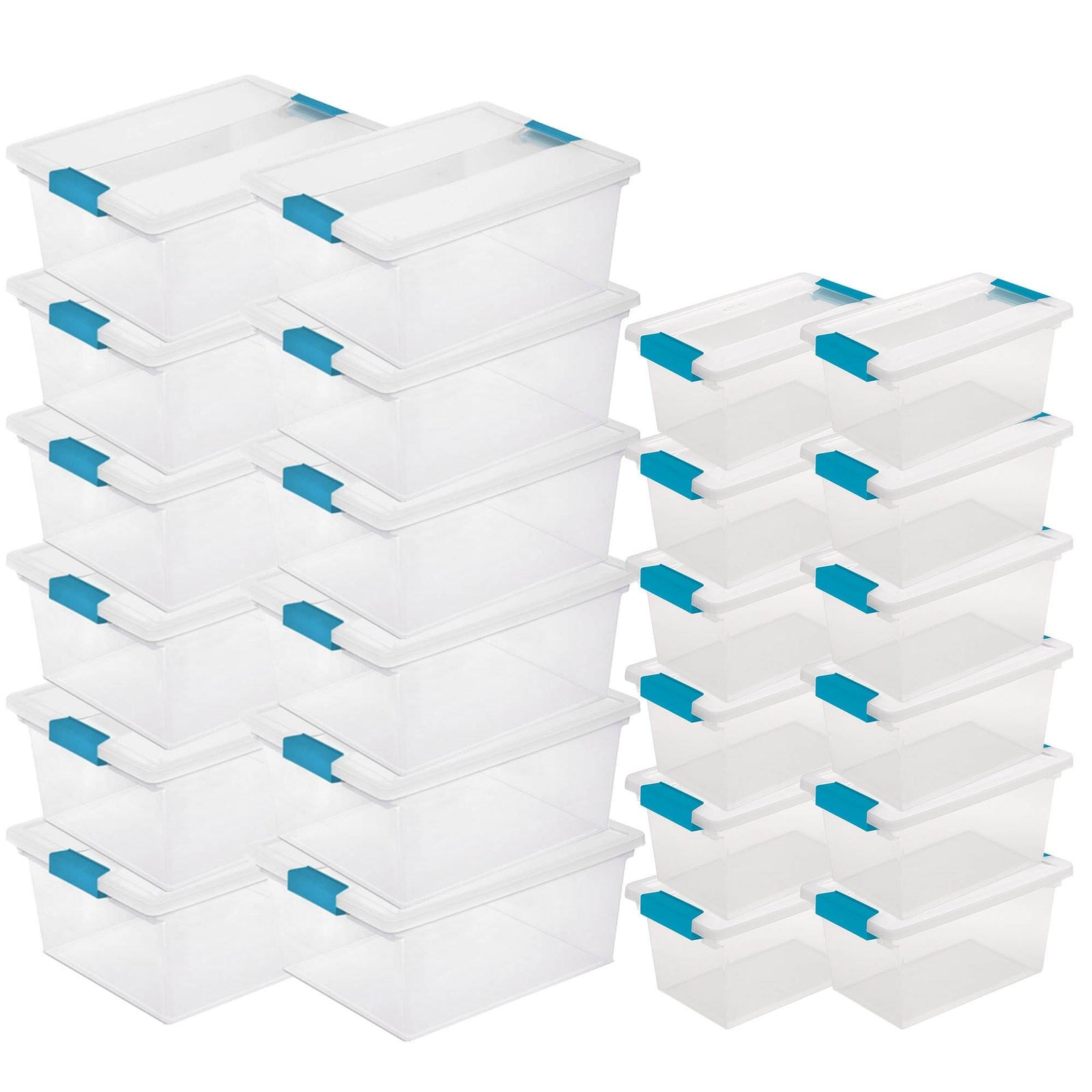Sterilite Clear Medium Storage Tote, 12 Pack, and Large Storage Tote, 12 Pack - VMInnovations