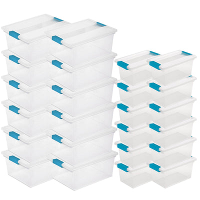Sterilite Clear Medium Storage Tote, 12 Pack, and Large Storage Tote, 12 Pack