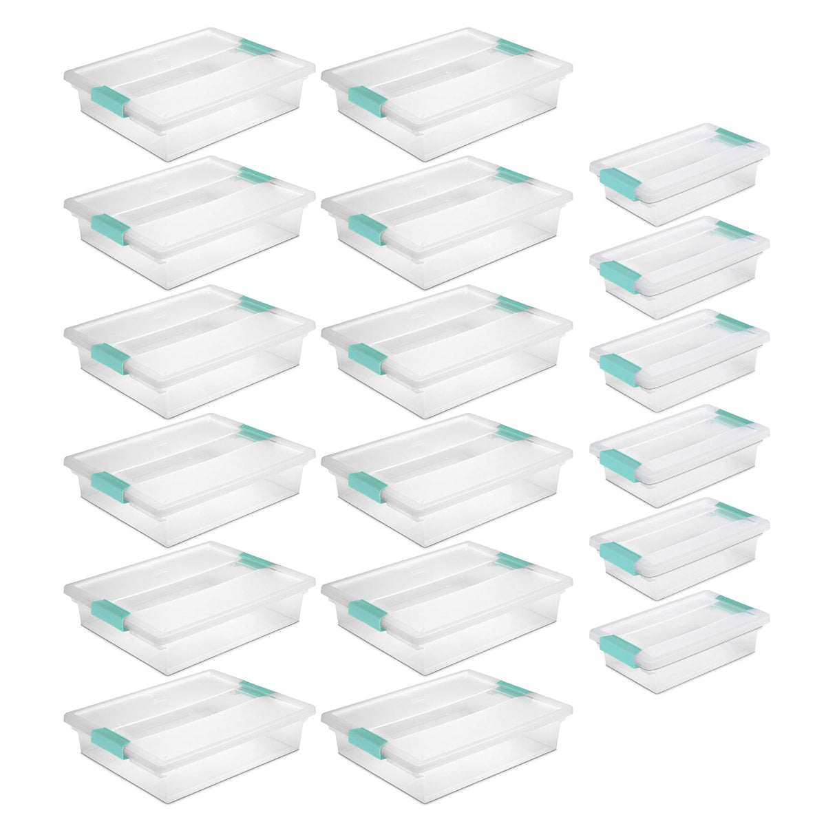 Sterilite Large Clip Storage Box, 12 Pack, and Small Clip Storage Box, 6 Pack