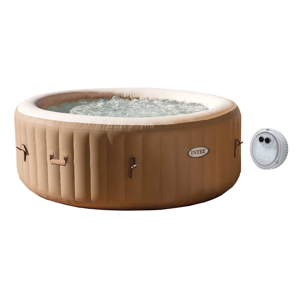 Intex PureSpa 4-Person Inflatable Bubble Jet Spa Portable Hot Tub & LED Light