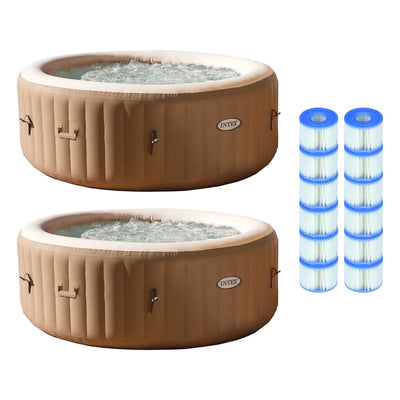 Intex PureSpa 4-Person Inflatable Hot Tub (2 Pack) & S1 Filters (12 Filters)