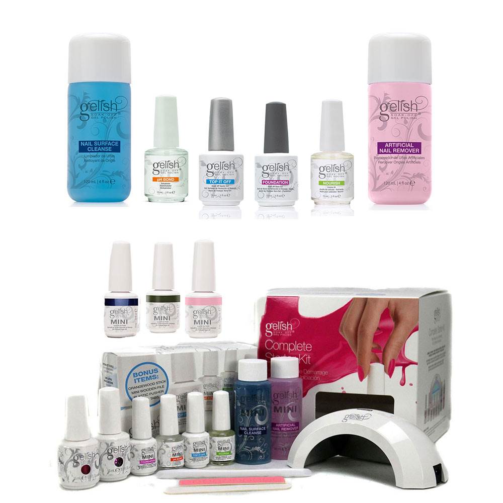Gelish Mini Harmony Complete Starter Gel Nail Polish Kit & Basix Care Kit - VMInnovations