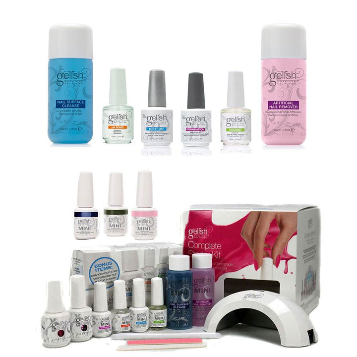 Gelish Mini Harmony Complete Starter Gel Nail Polish Kit & Basix Care Kit - VMInnovations