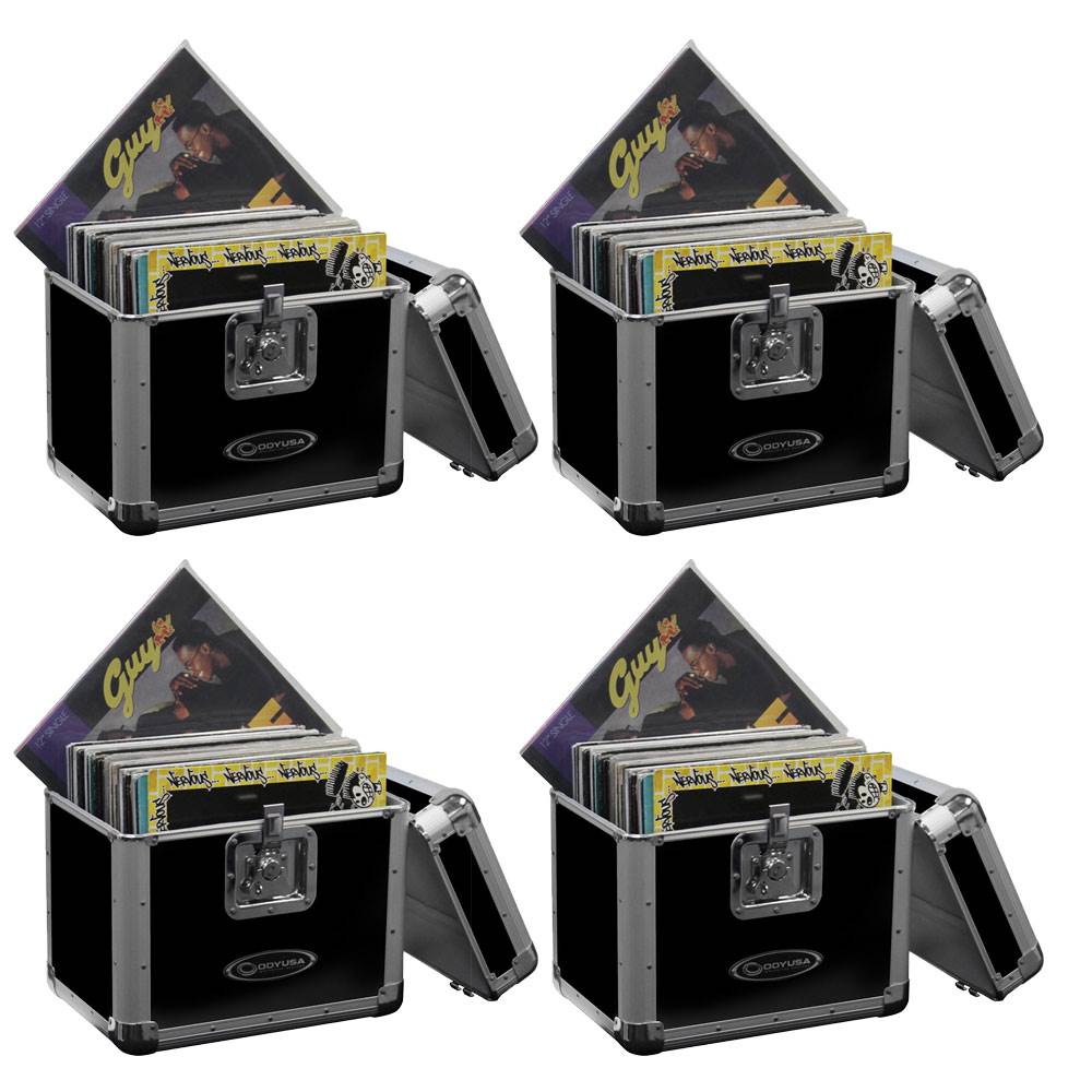 Odyssey 12 Inch LP Vinyl Records Stacking Utility Krom Transport Case (4 Pack)