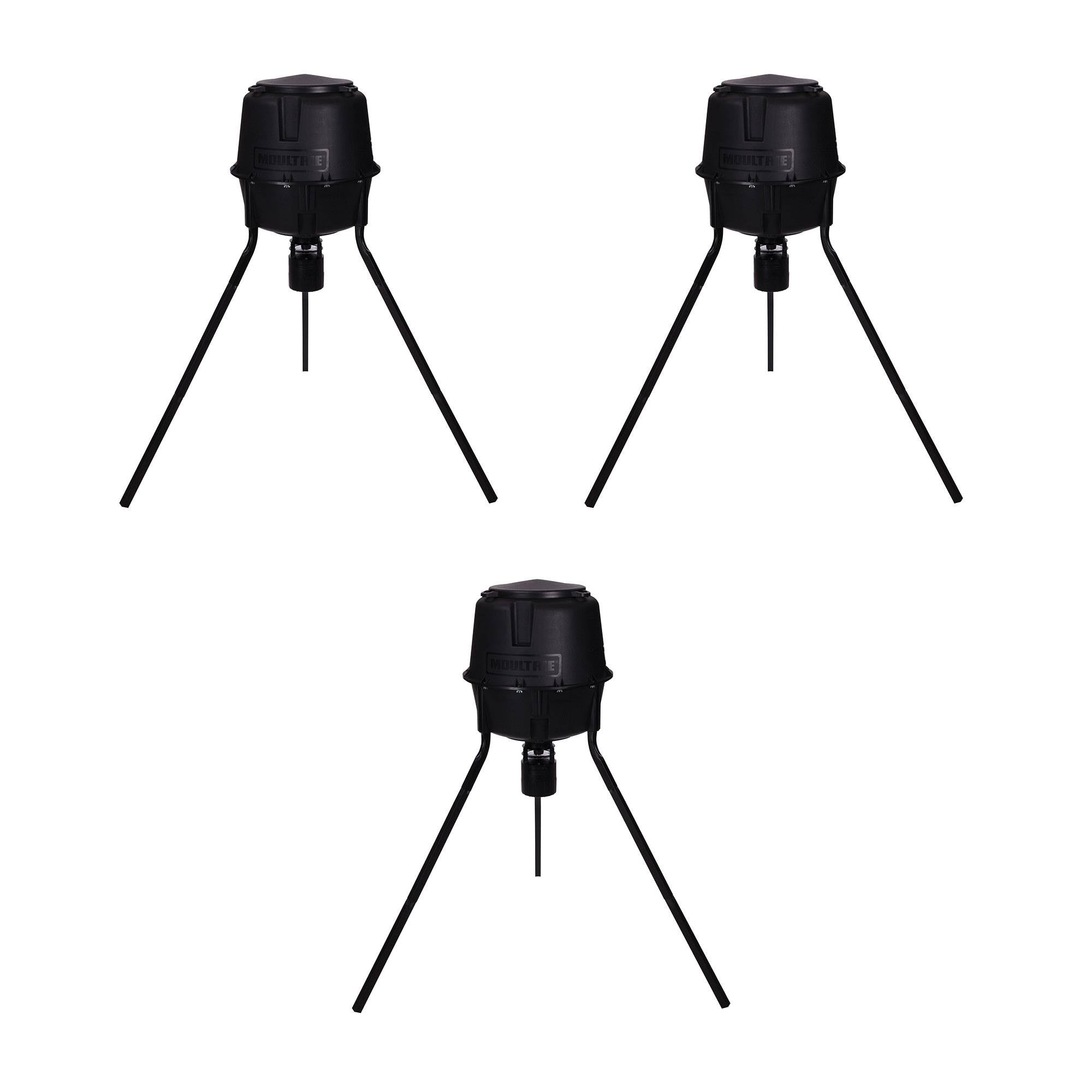 Moultrie 30 Gal 360° Programmable 200 lb Cap Tripod Deer Game Feeder (3 Pack)