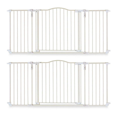 North States Deluxe Decor Baby Pet Metal Gate - Linen 38-72 Inches Wide (2 Pack)