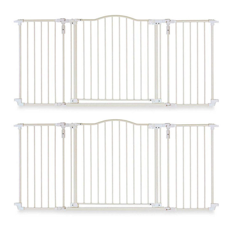 North States Deluxe Decor Baby Pet Metal Gate - Linen 38-72 Inches Wide (2 Pack)