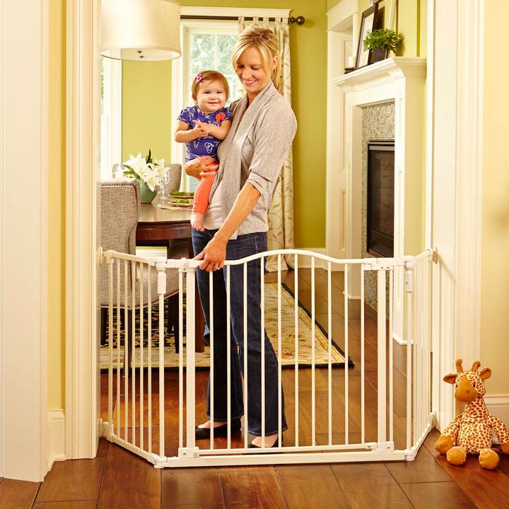 North States Deluxe Decor Baby Pet Metal Gate - Linen 38-72 Inches Wide (2 Pack)