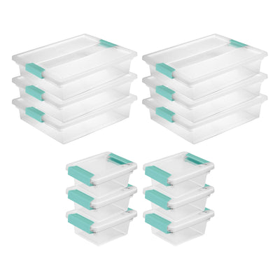 Sterilite Plastic Large Clip Bin Clear, 6 Pack & Mini Clip Storage Box, 6 Pack - VMInnovations