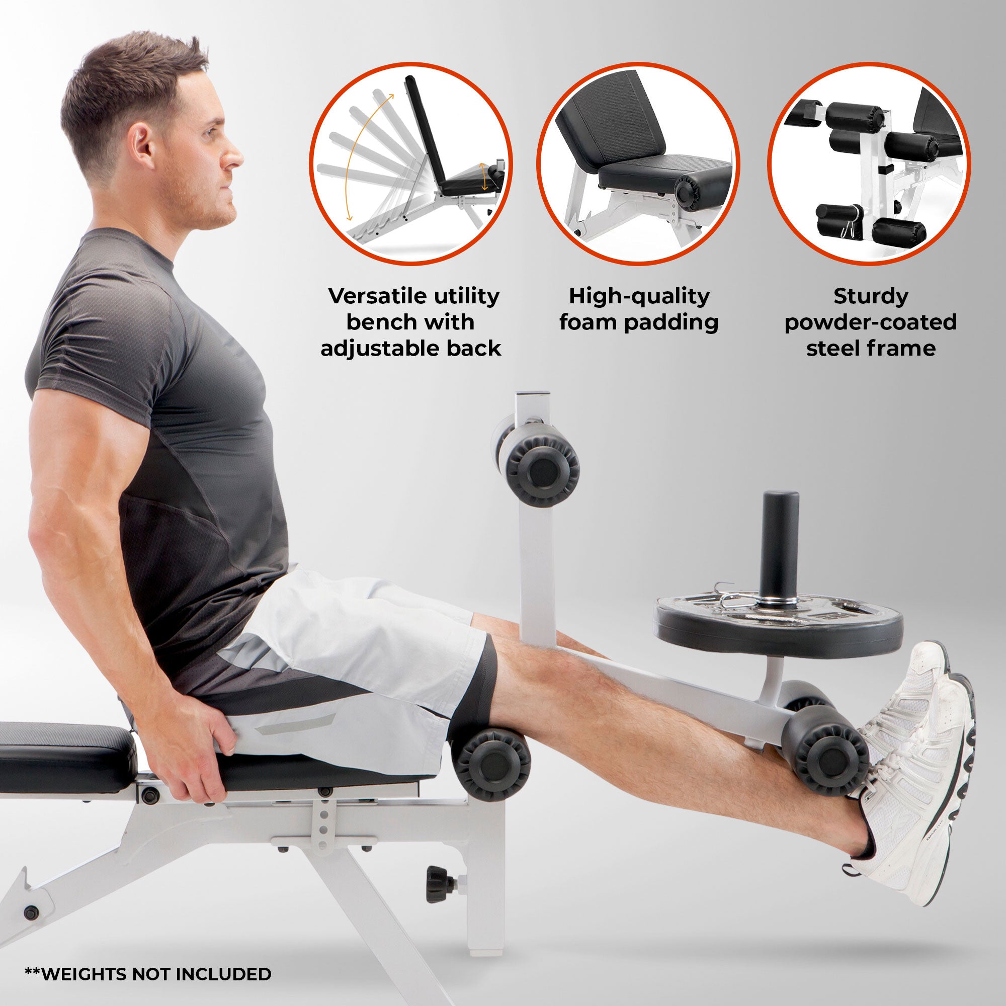 Marcy Powder Coated Steel Home Gym Multipurpose Weight Bench, White (For Parts) - VMInnovations