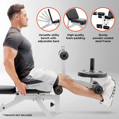 Marcy Powder Coated Steel Home Gym Multipurpose Weight Bench, White (Used) - VMInnovations