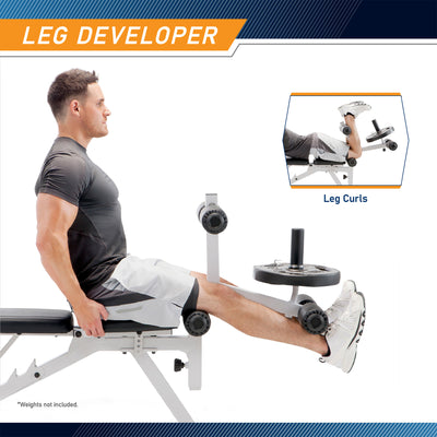 Impex PM-5788 Adjustable FID Home Adjustable Weight Bench, White (Open Box) - VMInnovations