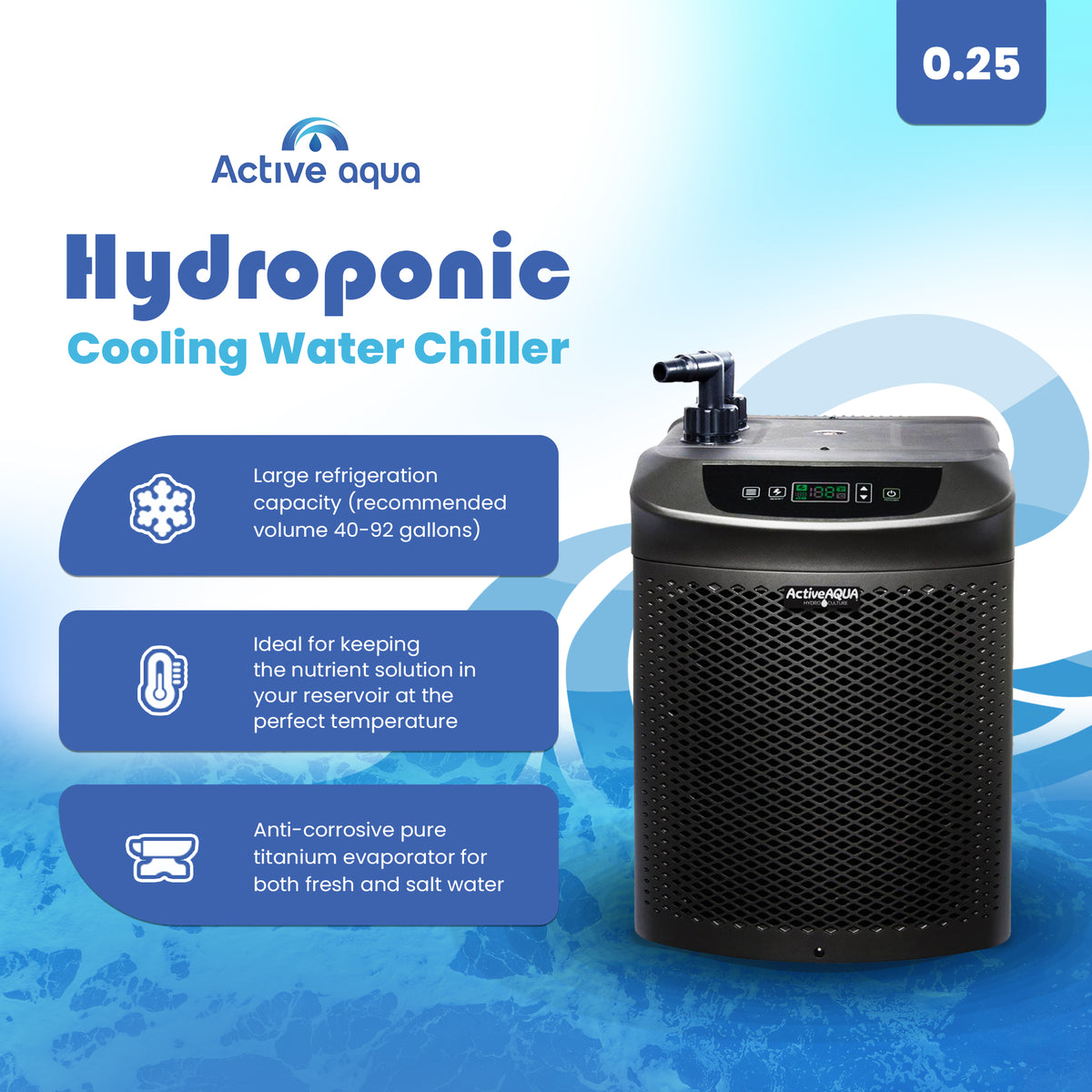 Active Aqua 0.25 HP 396-925 GPH Hydroponic Cooling Water Chiller (Damaged)