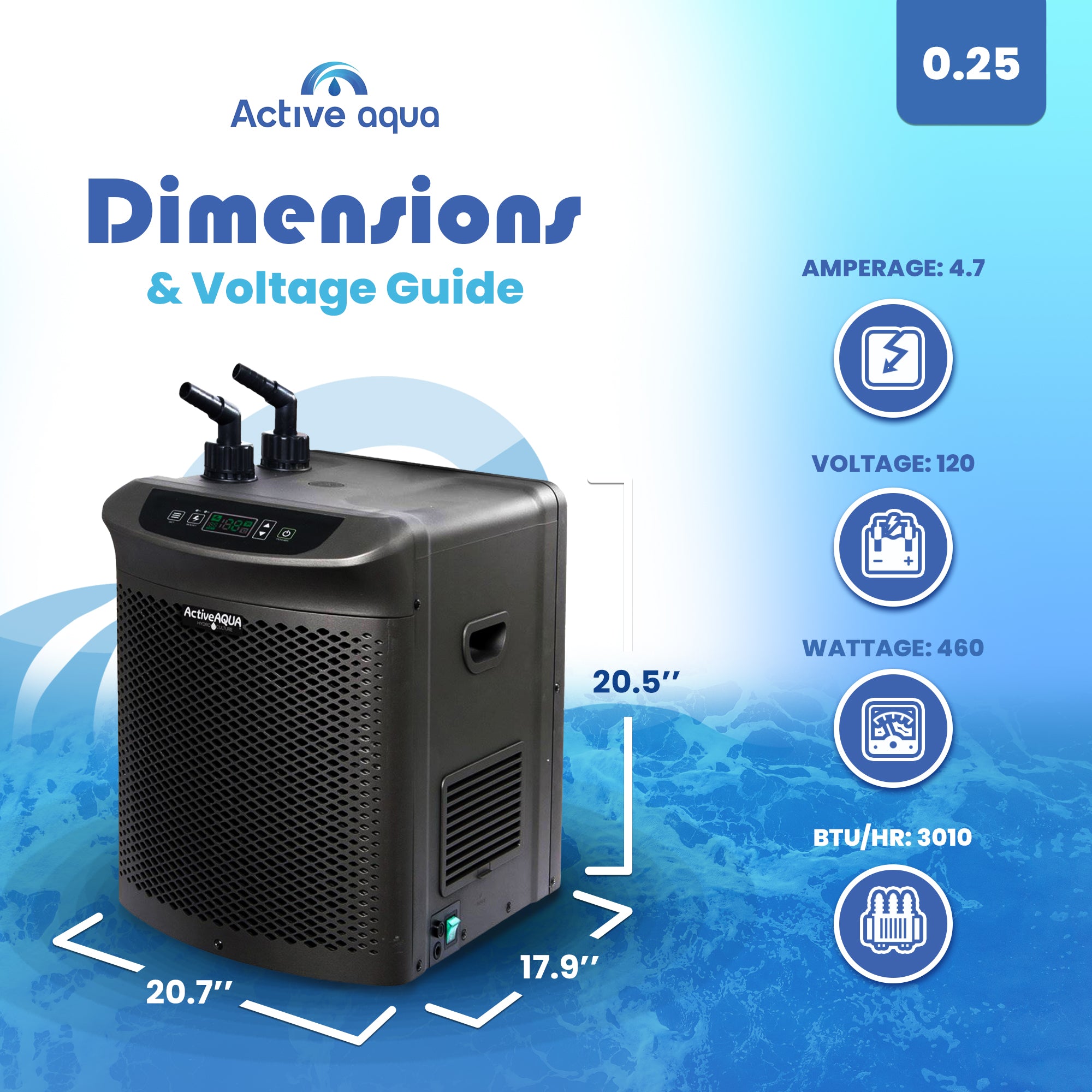 Active Aqua 0.25 HP 396-925 GPH Hydroponic Water Chiller w/ Power Boost (Used) - VMInnovations