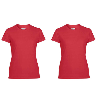 Gildan Missy Fit Womens XS Adult Performance Short Sleeve T-Shirt, Red (2 Pack)