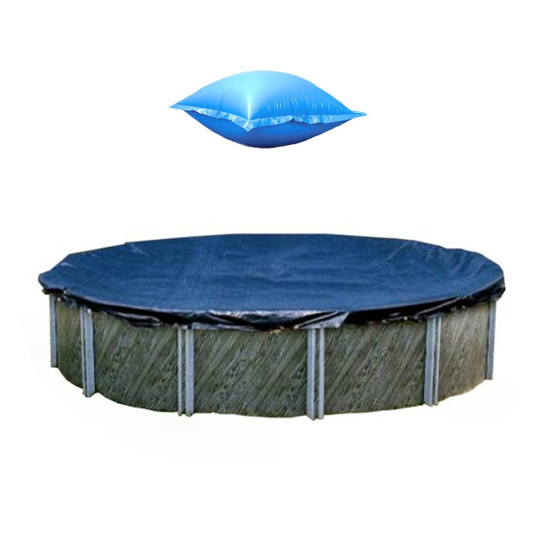 Swimline 28 Foot Round Winter Pool Cover + 4x8 Winterizing Closing Air Pillow