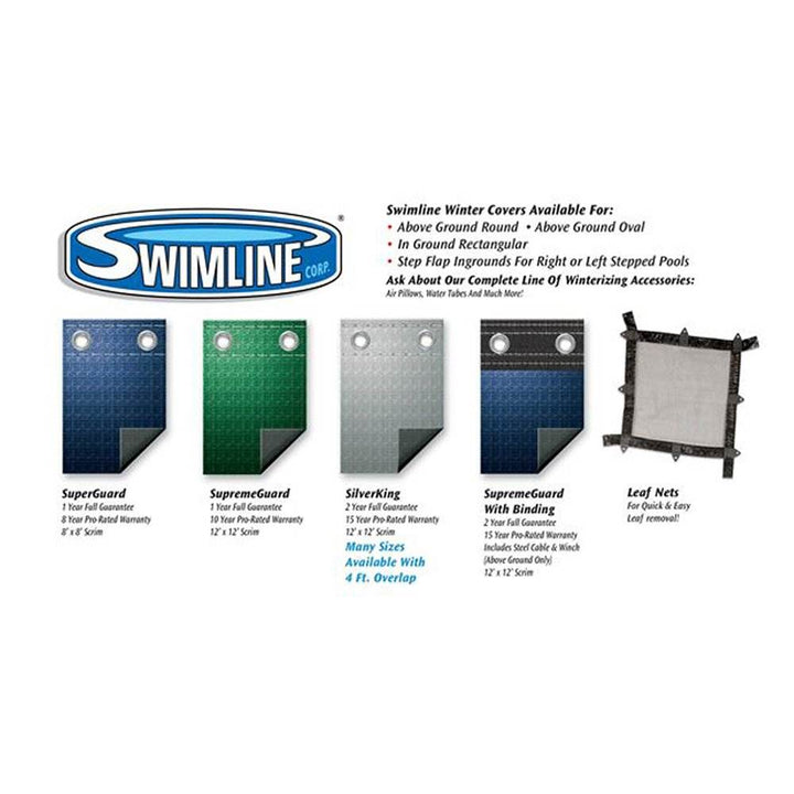 Swimline 28 Foot Round Winter Pool Cover + 4x8 Winterizing Closing Air Pillow