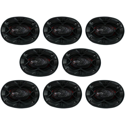 BOSS CH4630 4"x 6" 250W 3-Way Car Audio Coaxial Speakers Stereo Red (8 Pack)