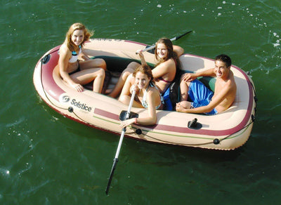 Solstice Swimline Voyager Inflatable 4 Person Fishing Leisure Boat Raft (2 Pack)