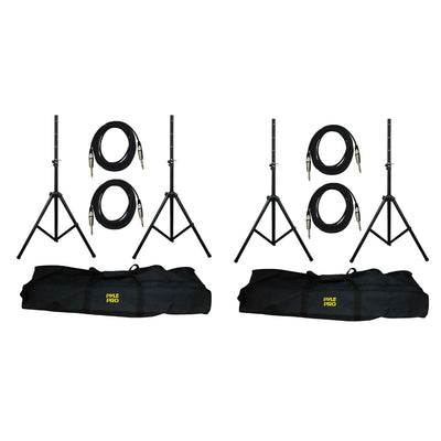 Pyle Pro DJ PA Speaker Monitor Pole Mount Stands + 0.25" Cable Kit (4 Pack)
