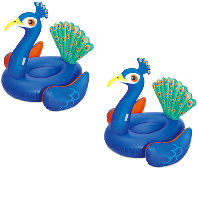 Summer Waves Giant Peacock Inflatable Swimming Pool Float Raft Lounger (2 Pack)