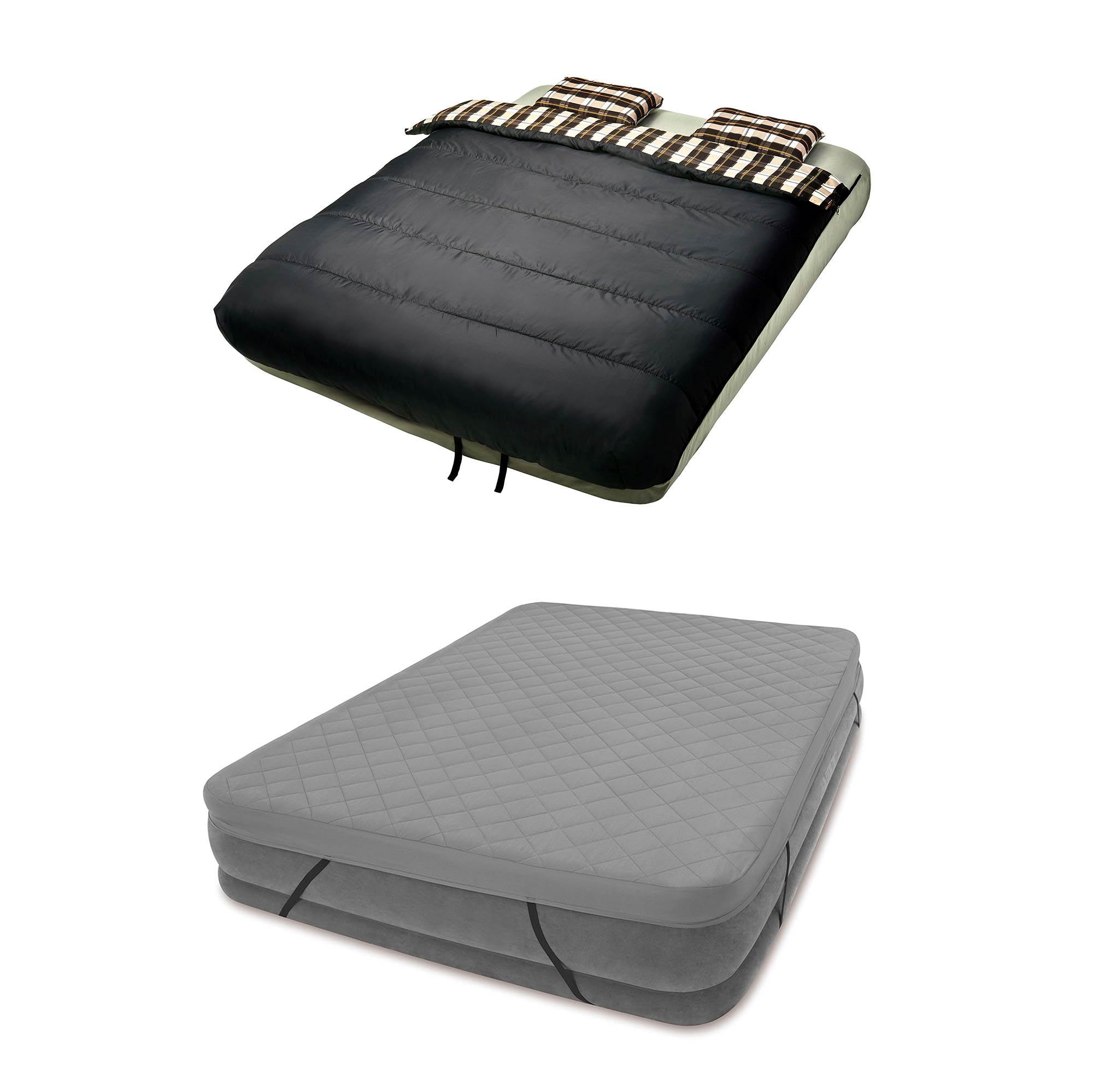 Insta-Bed 6-Piece Camping Airbed Bedding & Intex Queen Quilted Airbed Cover