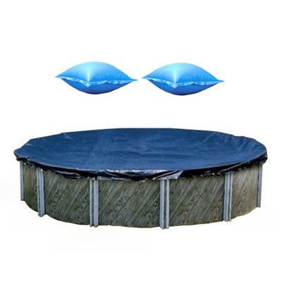 Swimline 18 Foot Round Pool Cover + 4x4 Winterizing Closing Air Pillow (2 Pack) - VMInnovations