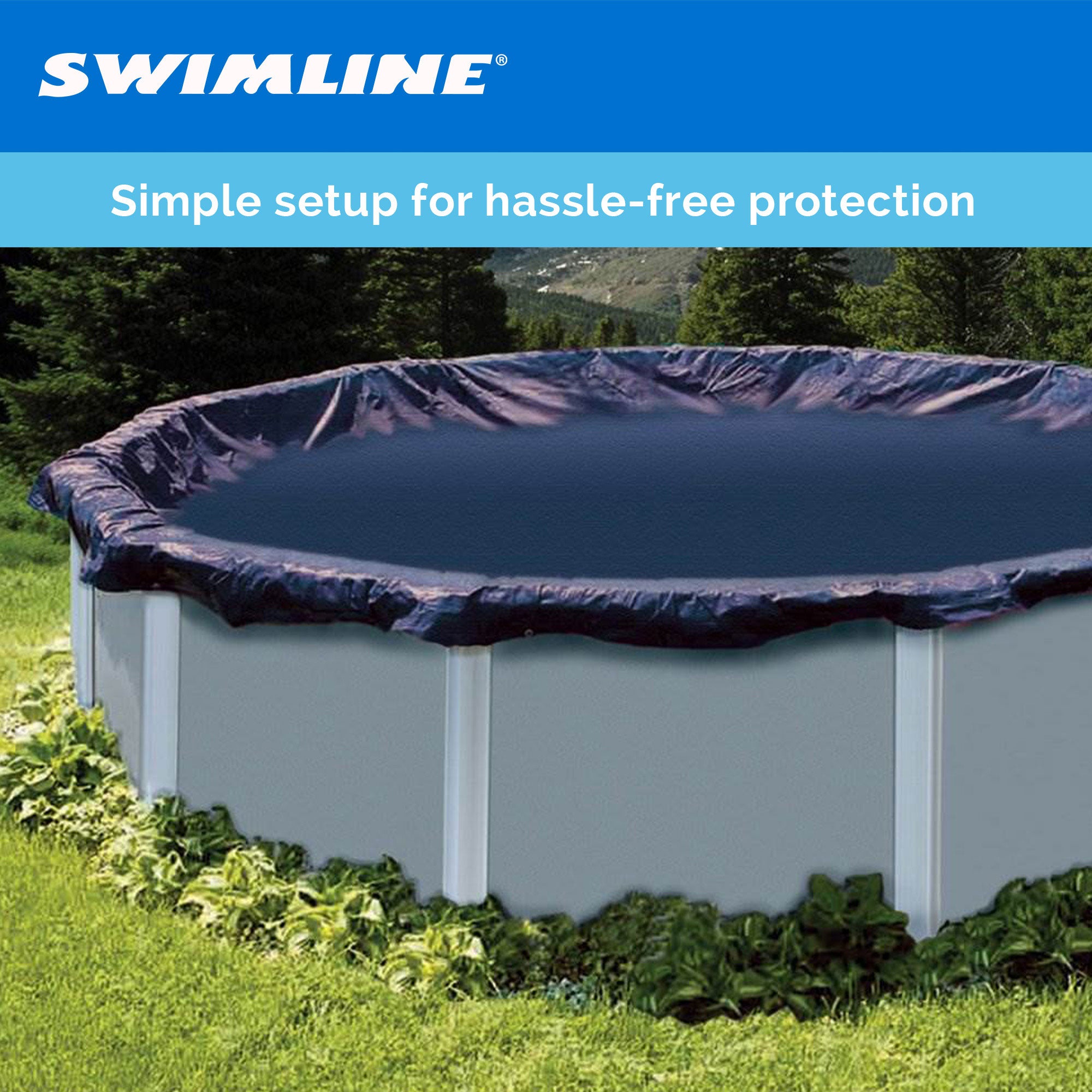 Swimline 18 Foot Round Pool Cover + 4x4 Winterizing Closing Air Pillow (2 Pack) - VMInnovations