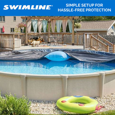 Swimline 18 Foot Round Pool Cover + 4x4 Winterizing Closing Air Pillow (2 Pack) - VMInnovations