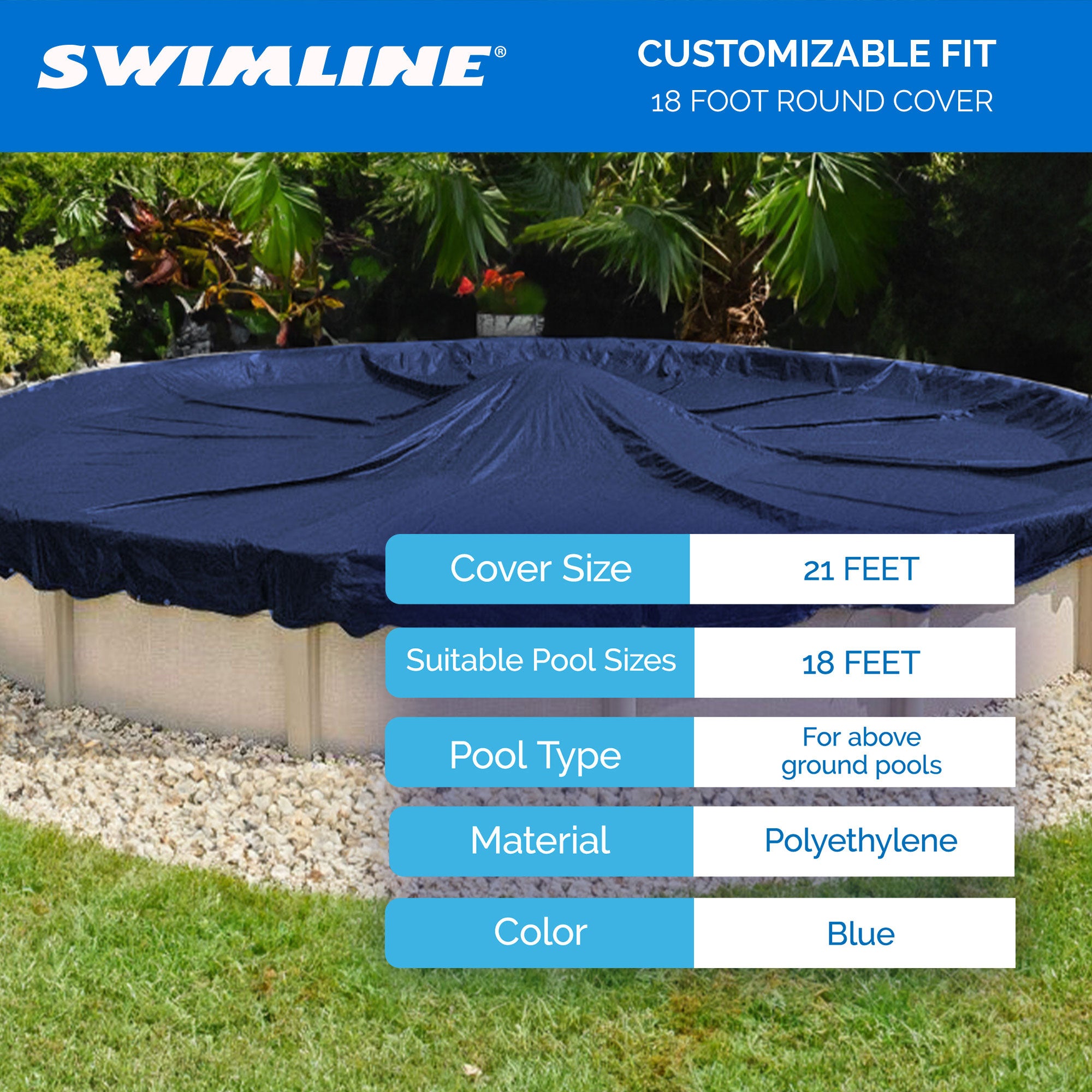 Swimline 18 Foot Round Pool Cover + 4x4 Winterizing Closing Air Pillow (2 Pack) - VMInnovations