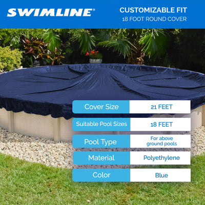Swimline 18 Foot Round Pool Cover + 4x4 Winterizing Closing Air Pillow (2 Pack) - VMInnovations